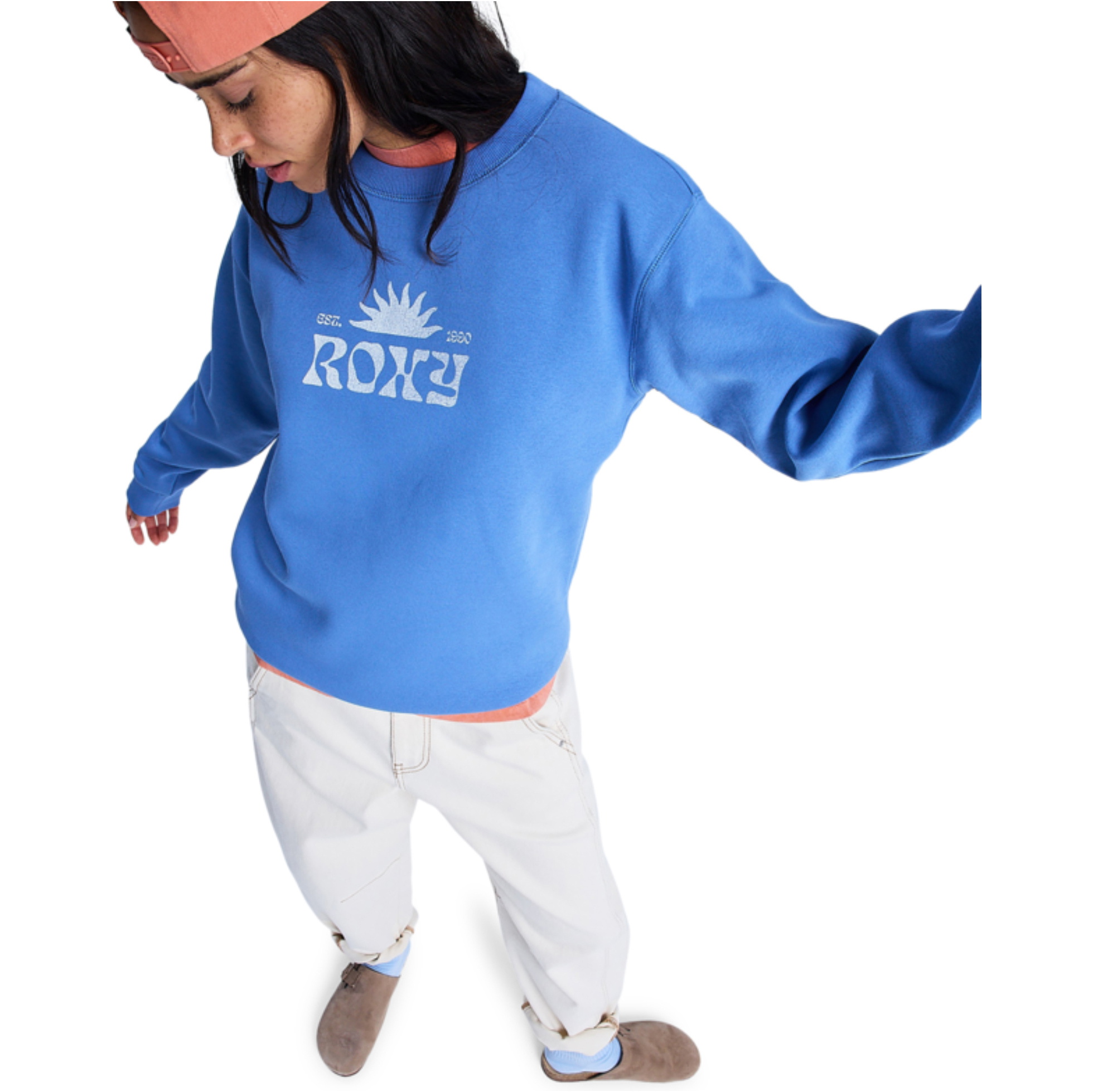 2026 Roxy Womens Surf Stoked Crew Brushed Vint Sweatshirt ERJFT05061 - Dutch Blue